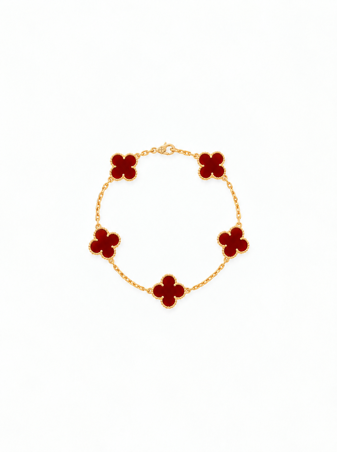 Vintage Alhambra 5 Motif 18K Yellow Gold Carnelian Bracelet